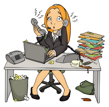 Stress, Arbeit, Bro, Angestellte, Sekretrin, berfordert